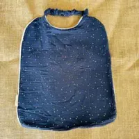 Double gaze de coton bleu pois dorés